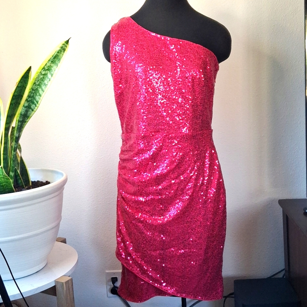 NEW Grace Karin Pink One Shoulder Dress